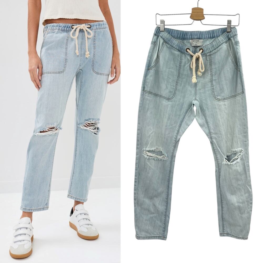 One Teaspoon Shabbies Drawstring Boyfriend Jeans Blue Light Wash Size Small